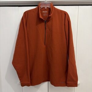 Simms Sweater Mens XL Orange Fleece Outdoor Pullover 1/2 Zip Fishing, COHUTTA
